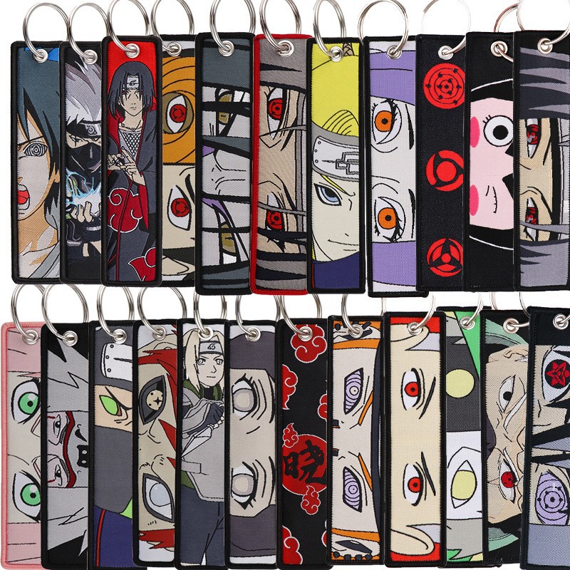 Women Accessories Sale - アニメナルト刺繍キーフォブクールキータグキーホルダー女性男性車のキーリングコスプレアクセサリーおもちゃギフト
