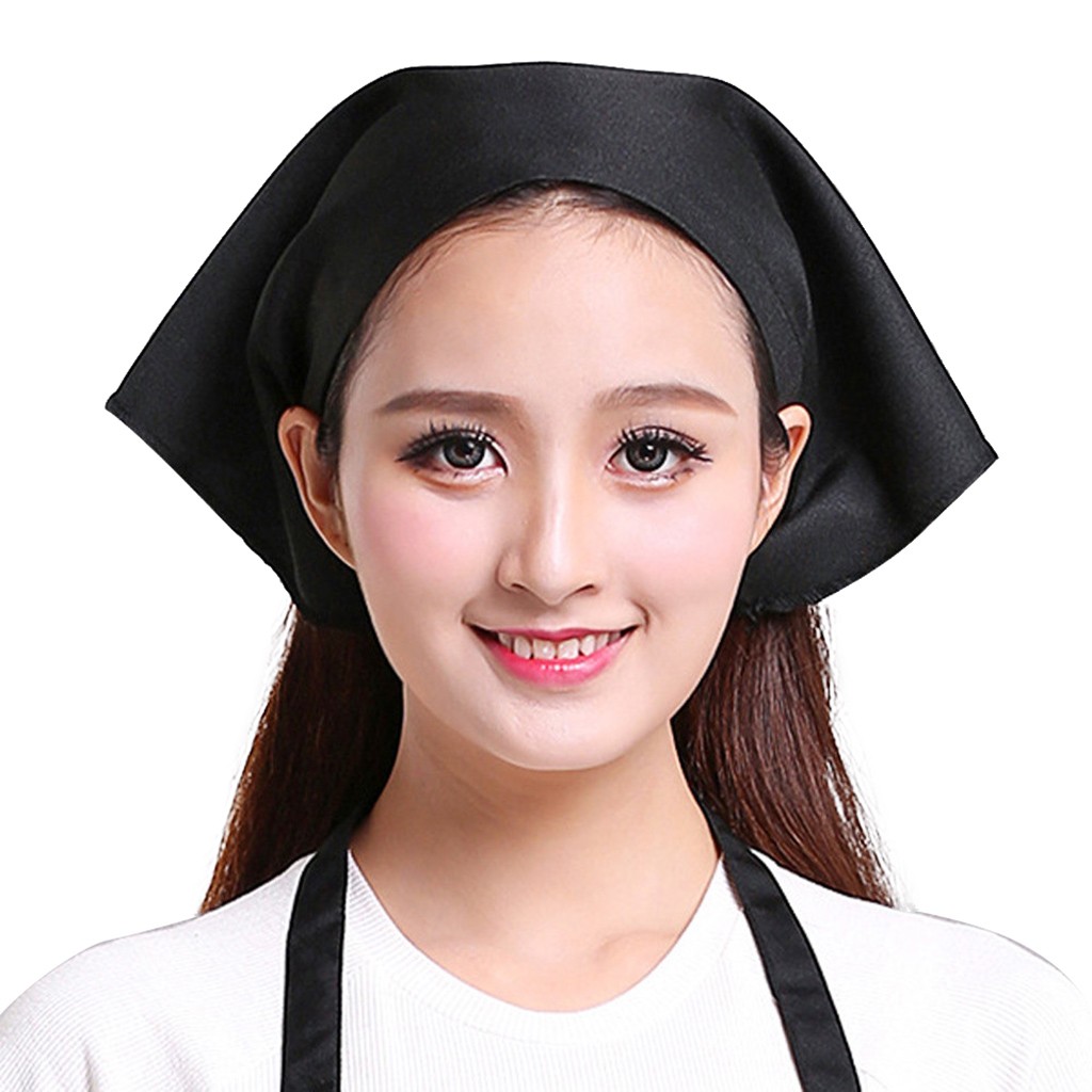 Women Kitchen Accessories - ユニセックス薄型耐久性のあるソリッドカラーシェフハットキッチン三角ヘッドスカーフキッチンレストランカフェウェイターキャップ食品サービス制服キャップ