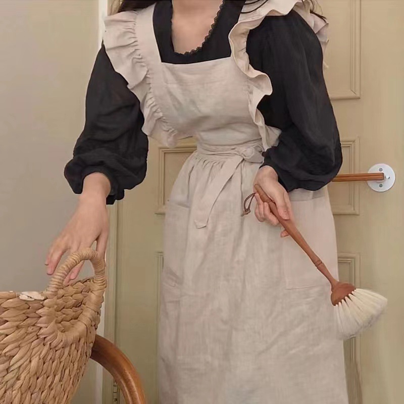 1PC フランス牧歌的な花屋芸術的なコットンリネンヴィンテー - Women Kitchen Accessories のレビューと価格