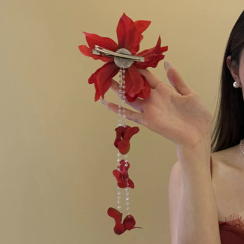 ホットセール 花飾りダックビルクリップ 模造花ヘアピン ガラ - Women Accessories Sale のレビューと価格