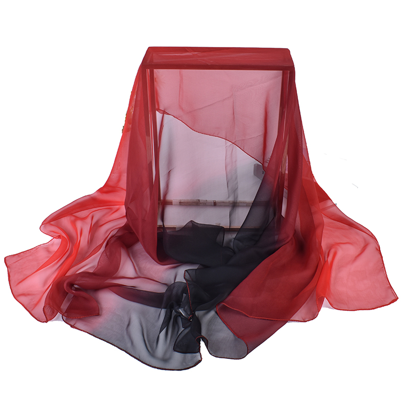 長いグラデーションシルクスカーフ、新しい3色、75x180c - Silk Scarf Square のレビューと価格