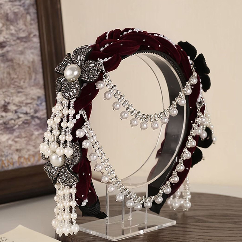 ホットセール フランス風 レトロ 花柄 ビーズ タッセル ヘ - Women Accessories Sale のレビューと価格