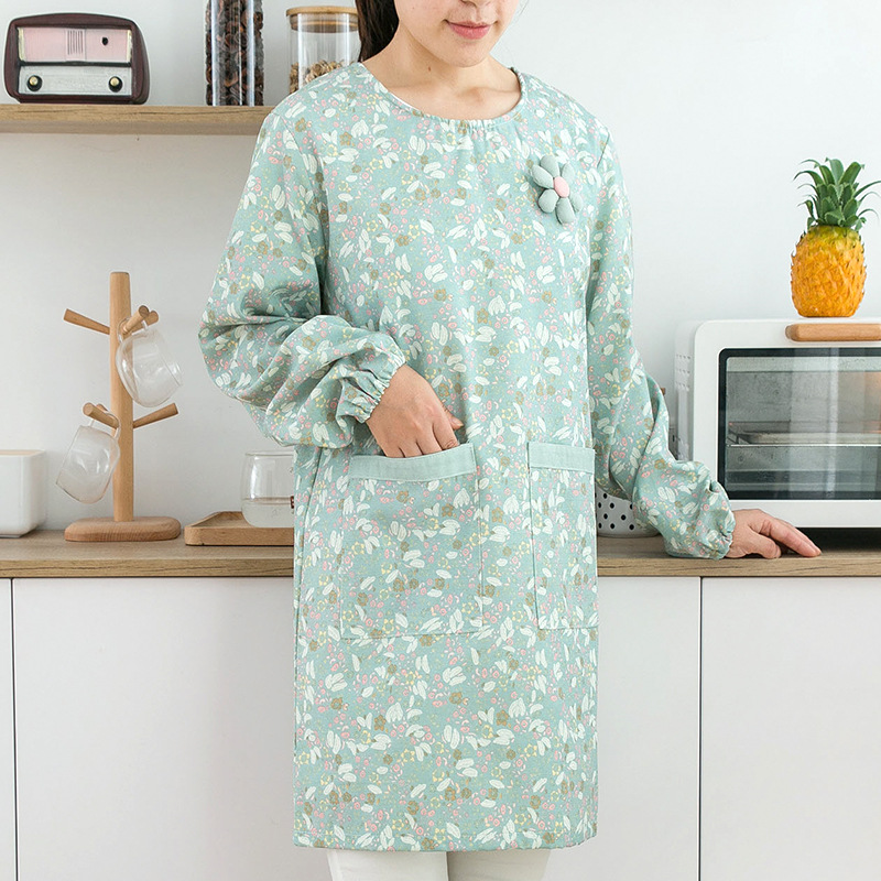 女性用コットン長袖エプロン 防水防油作業服 家庭用キッチン用 - Women Kitchen Accessories のレビューと価格