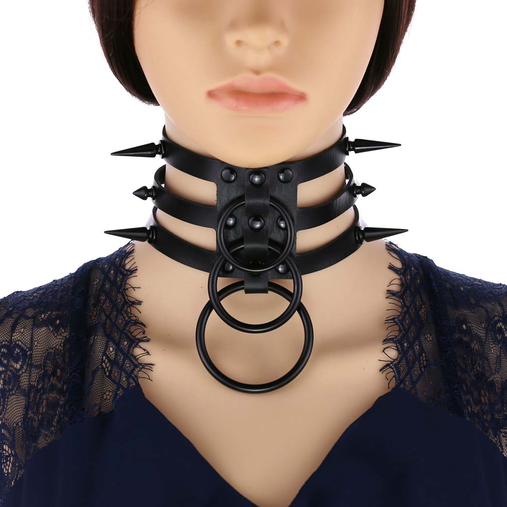 男性と女性のためのファッショナブルなレザーネックレス,黒のリ - Women'S Emo Accessories のレビューと価格