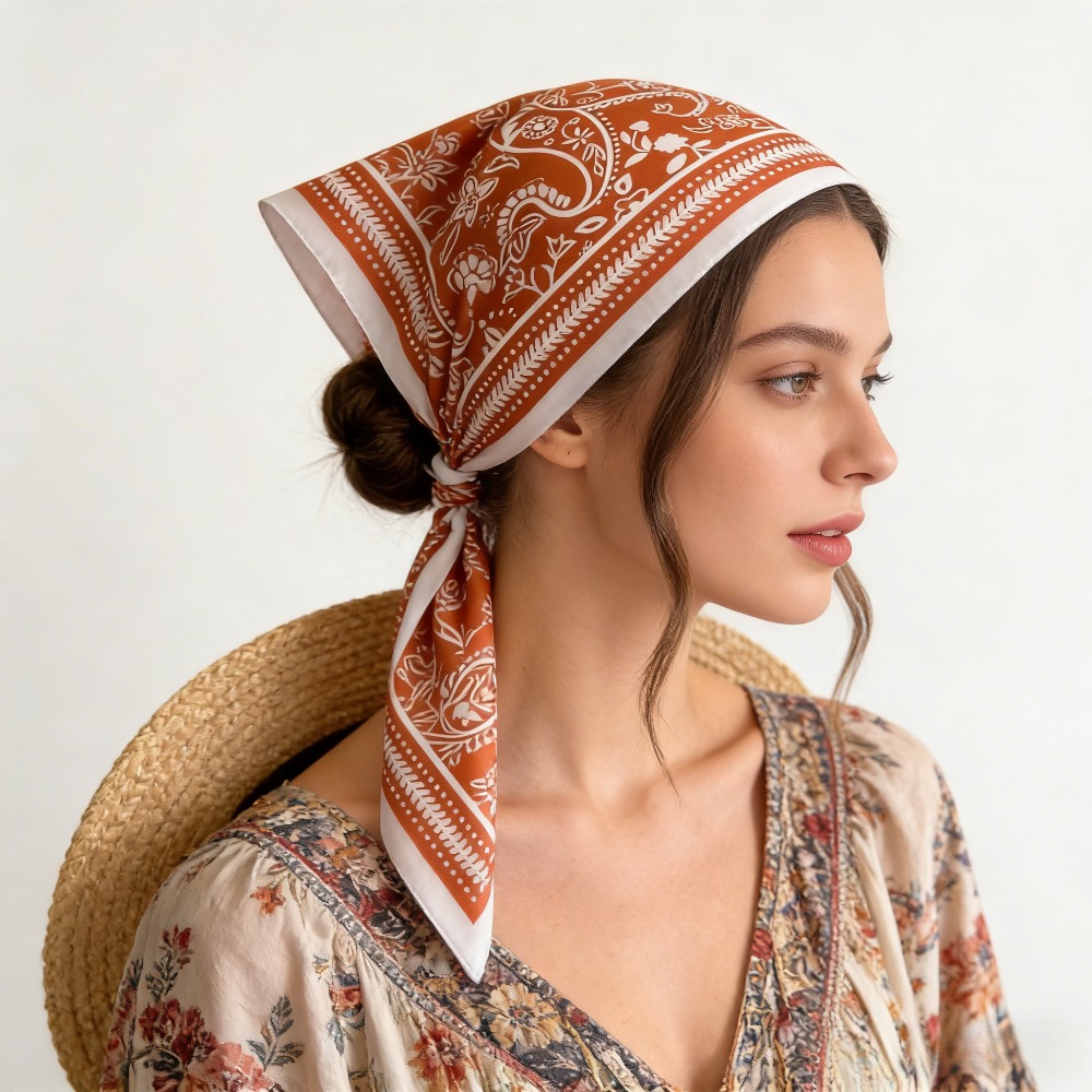 1Pc カシュープリントファッションシルクスカーフスクエアス - Silk Scarf Square のレビューと価格