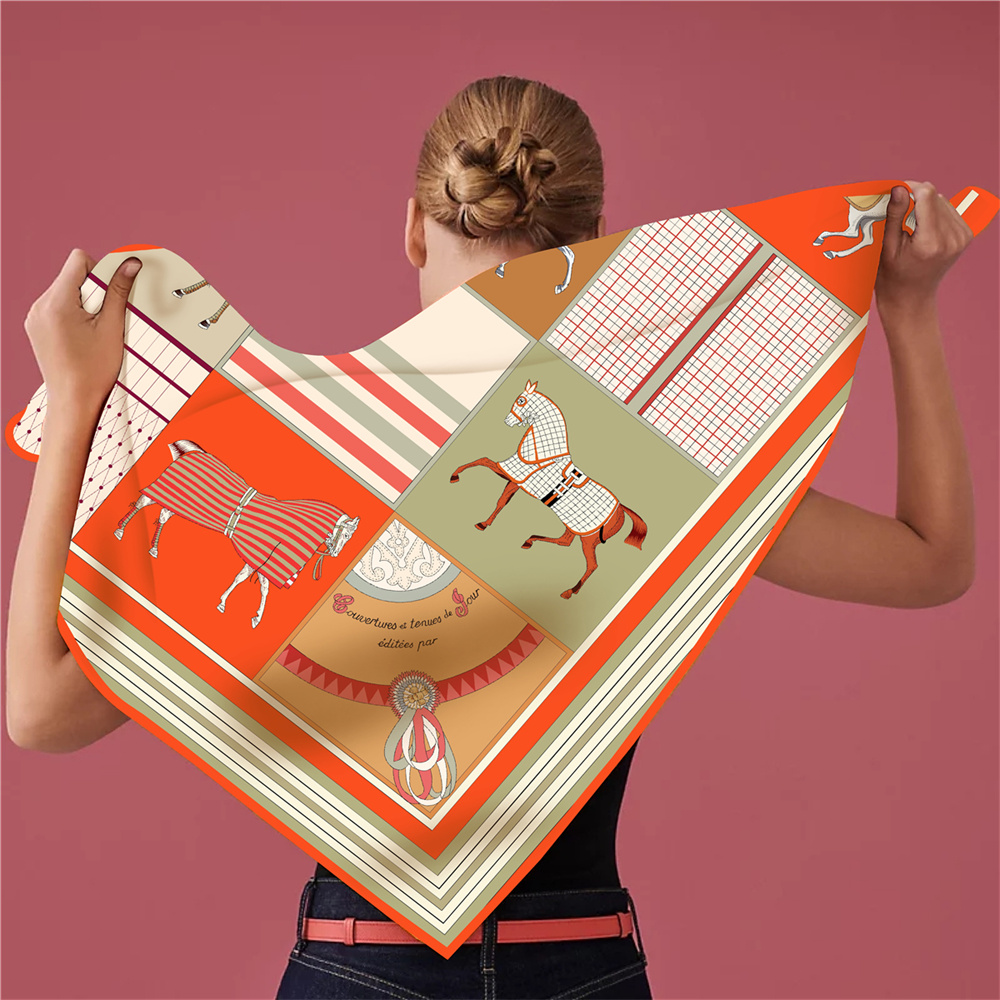 新デザインのプリントシルクスカーフ、レディース用ショール、ネ - Silk Scarf Square のレビューと価格
