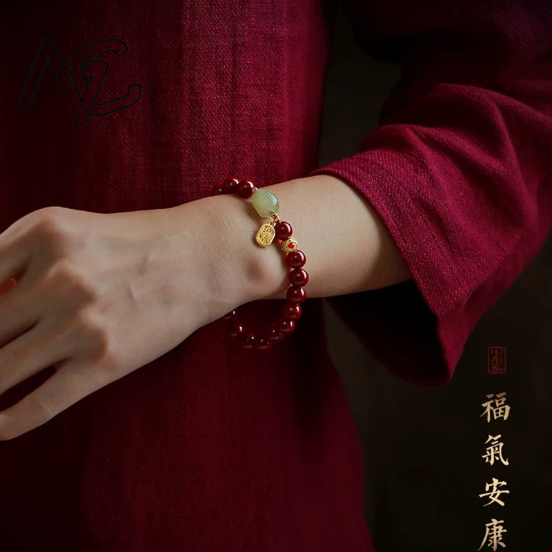 カスタマイズされた天然赤有機辰砂貔貅ブレスレットビーズアクセ - Women'S Red Accessories のレビューと価格