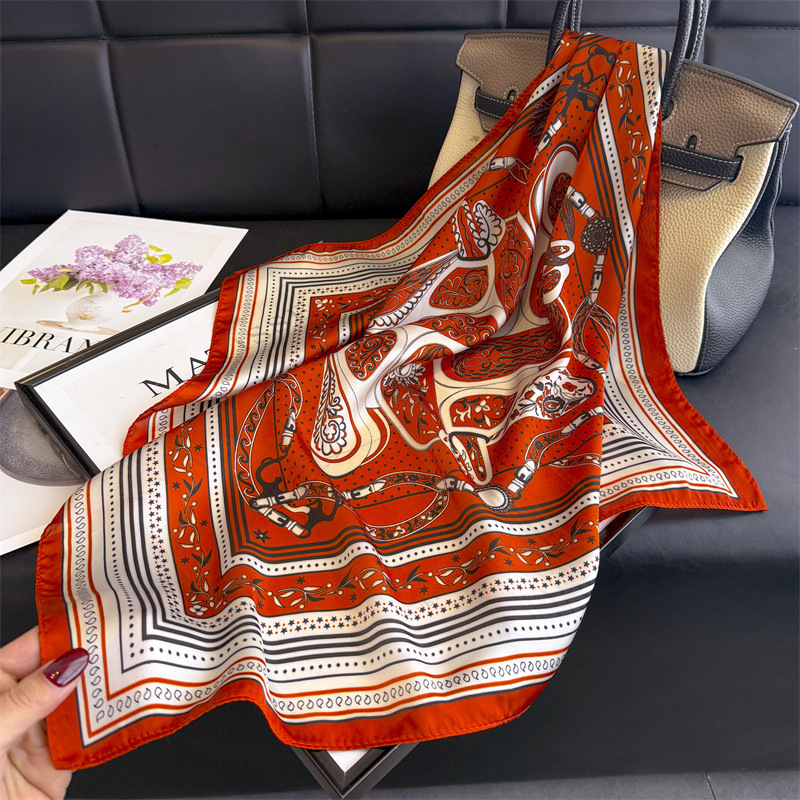 新しいバンダナデザイナーシルクスクエアスカーフ女性サテンショ - Silk Scarf Square のレビューと価格