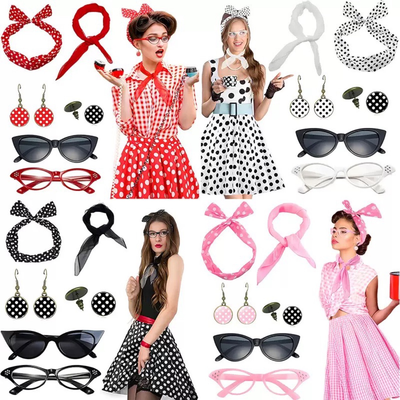 1950年代レトロヒッピーパーティー レディースコスチューム - Women'S Accessories In The 1950S のレビューと価格