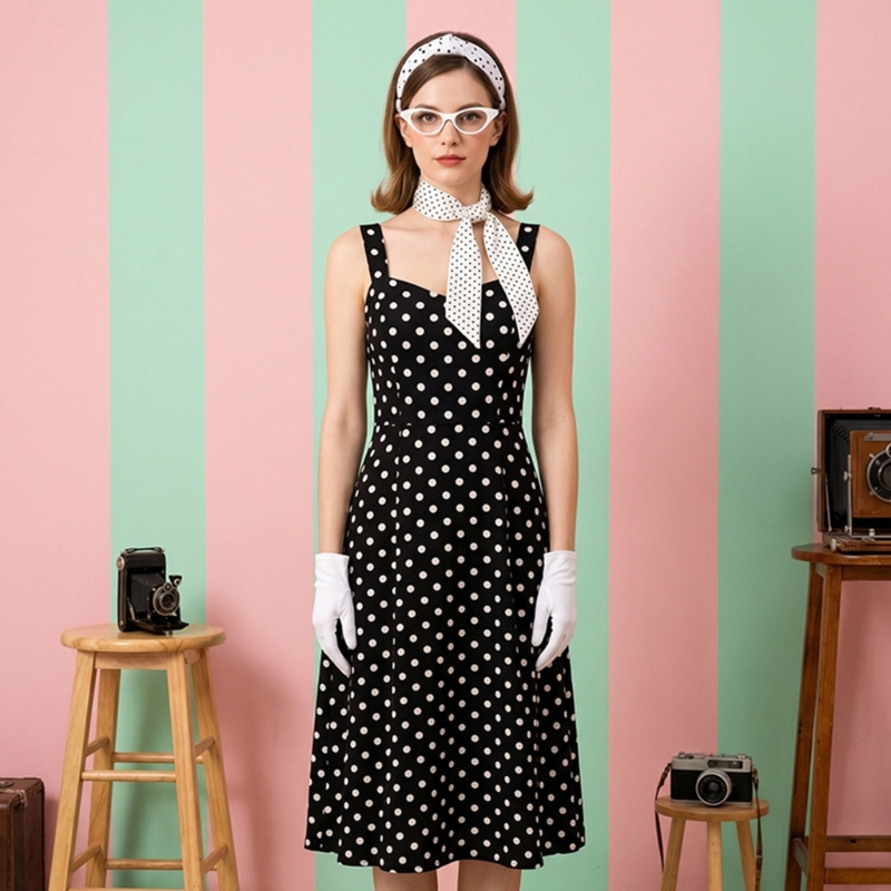 5点セット 1950年代風 レディースコスチューム ポルカド - Women'S Accessories In The 1950S のレビューと価格