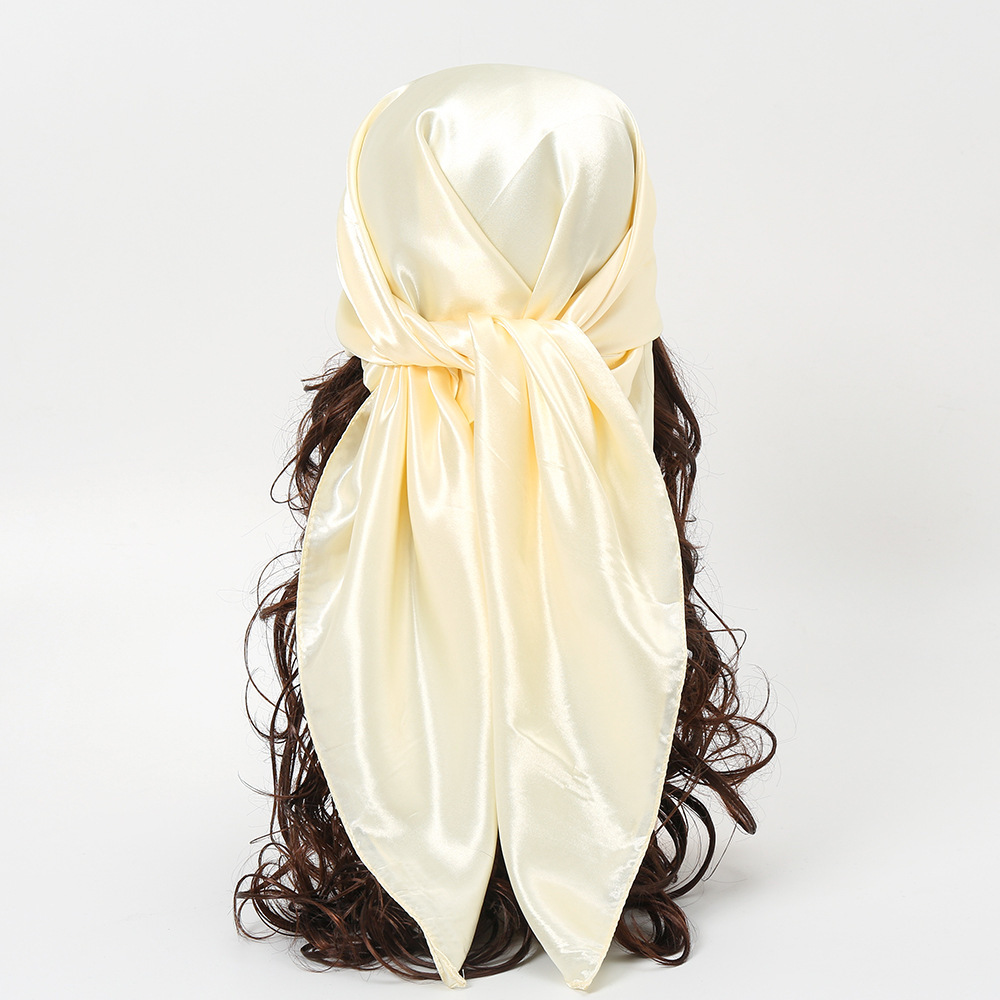 90 センチメートル無地ネッカチーフヒジャーブスカーフ女性の - Silk Scarf Square のレビューと価格